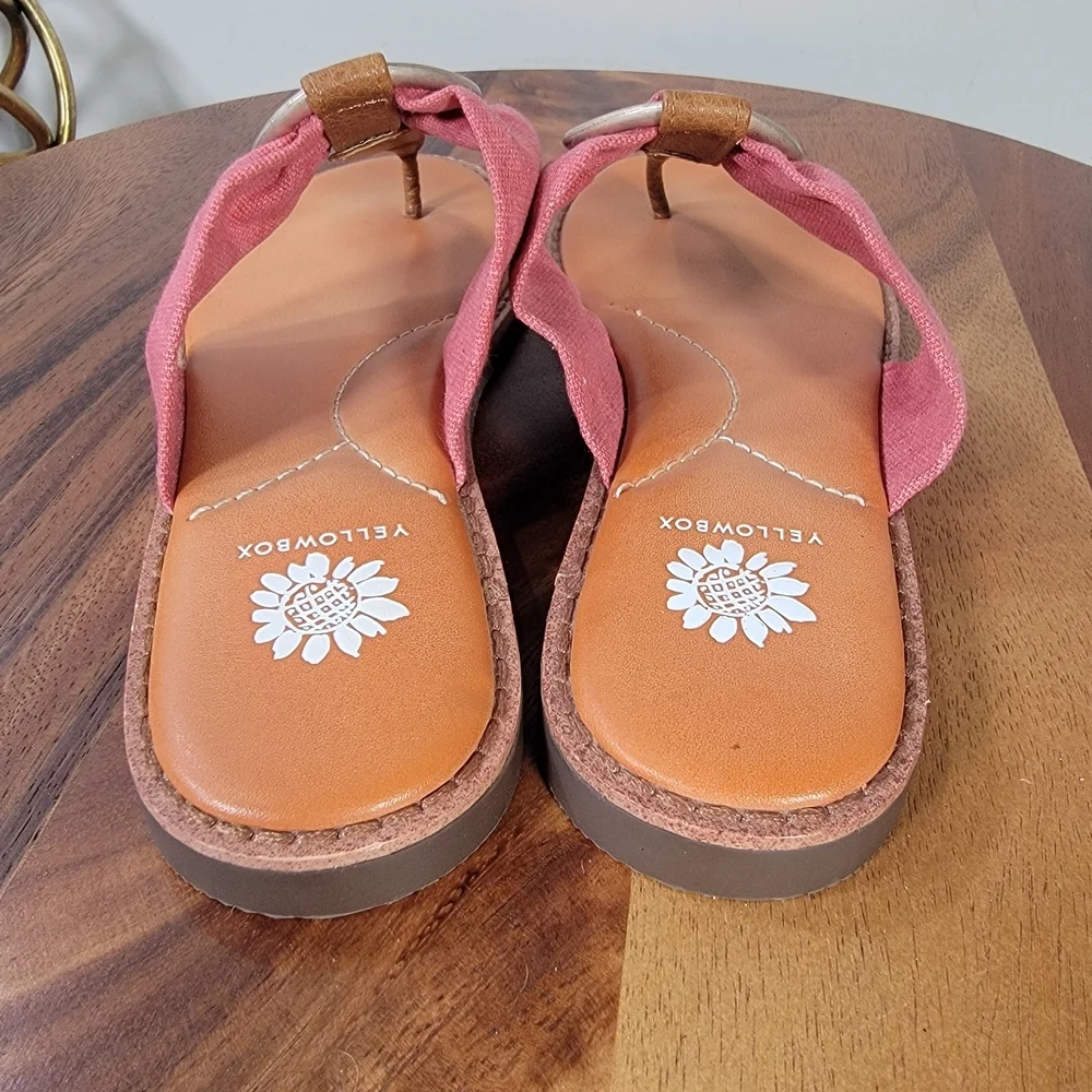 Yellow Box Pink Sandals Size 8 Fabric Thong Flats - Picture 10 of 16